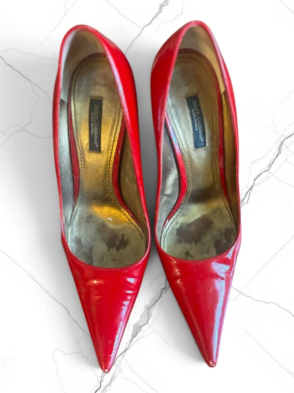 DOLCE & GABBANA Red Potent Leather Pointy Stiletto EU 37.5